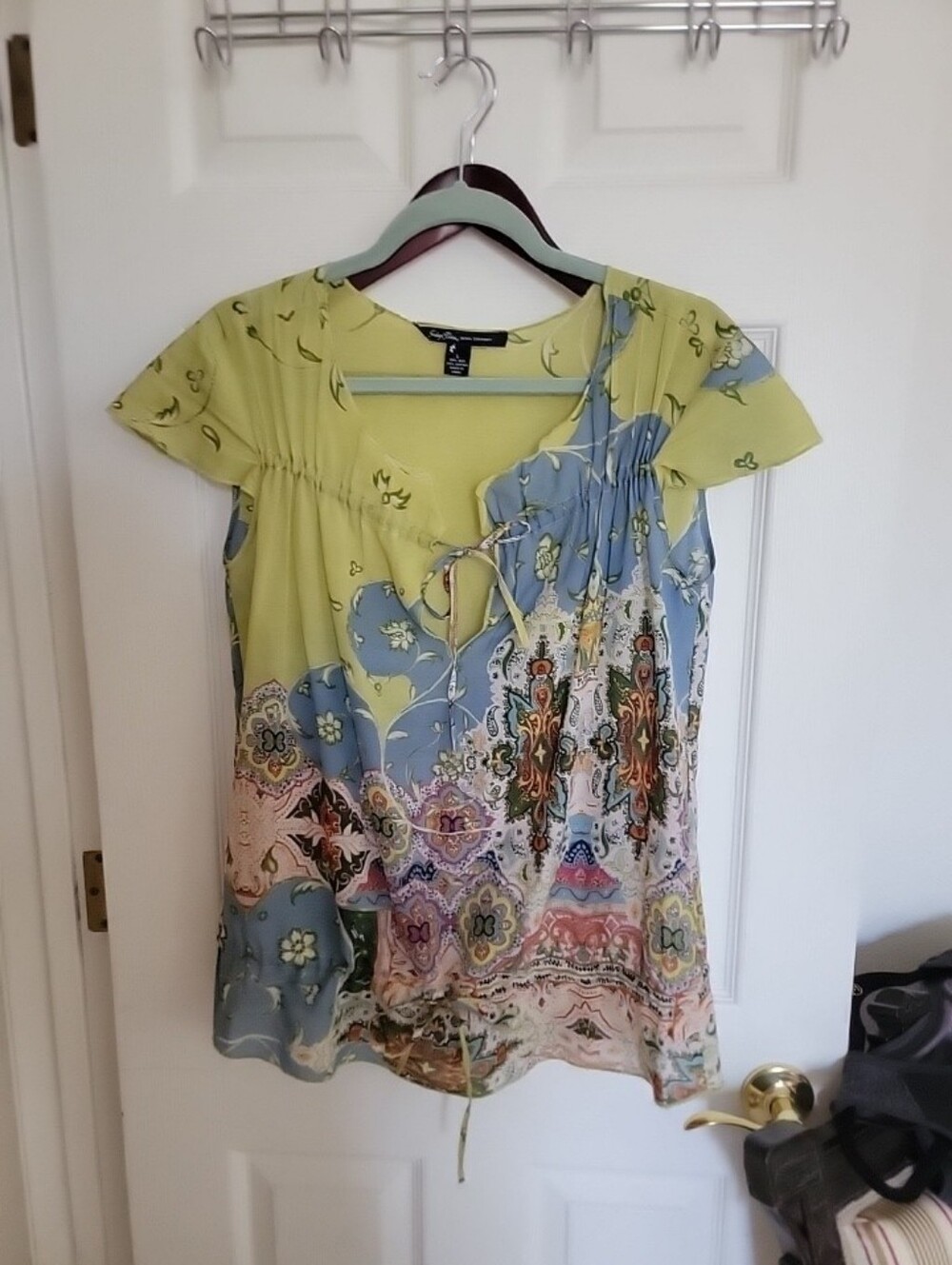 Indigo Palms Denim Co Size L Silk & Cotton Top/Blouse.